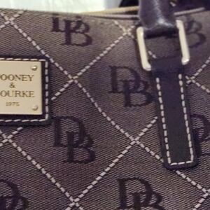 Dooney & Bourke Tan and Brown Monogram Satchel